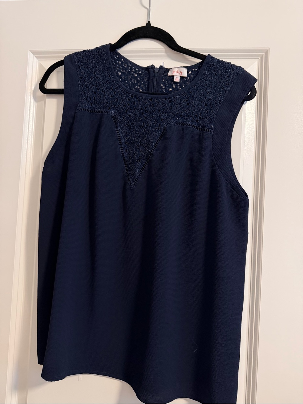 Pixley Navy Crochet Yoke Sleeveless Camisole
